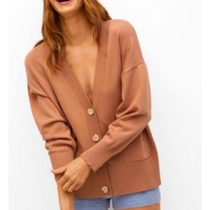 Mango Oversize button cardigan in dusty rose pink. Sz L.
